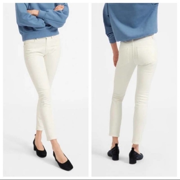 Everlane Denim - Everlane Mid Rise Skinny Ankle‎ Cropped Jeans Cotton White Size 24 Tall